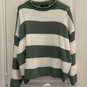 Amazon green & white stripped sweater with bell sleeves